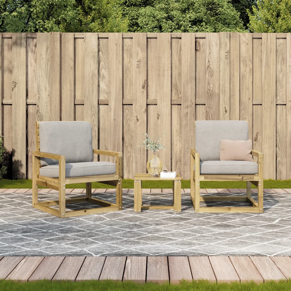 vidaXL 3-tlg. Garten-Lounge-Set Kiefernholz Imprägniert