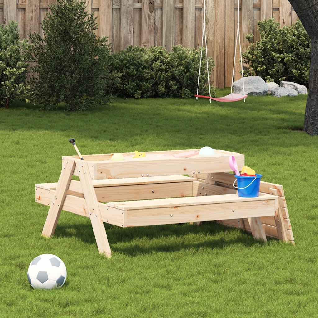 vidaXL Picknicktisch mit Sandkasten für Kinder Massivholz Kiefer
