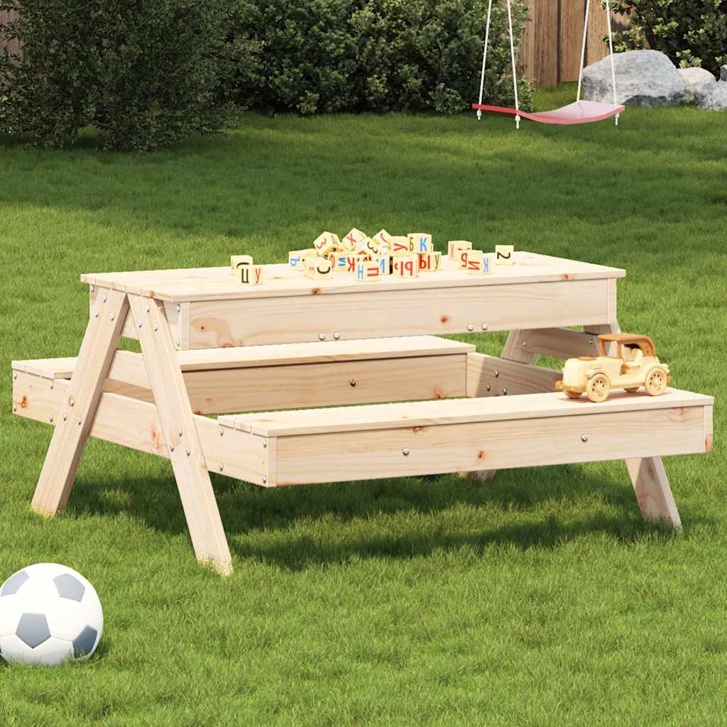 vidaXL Picknicktisch mit Sandkasten für Kinder Massivholz Kiefer