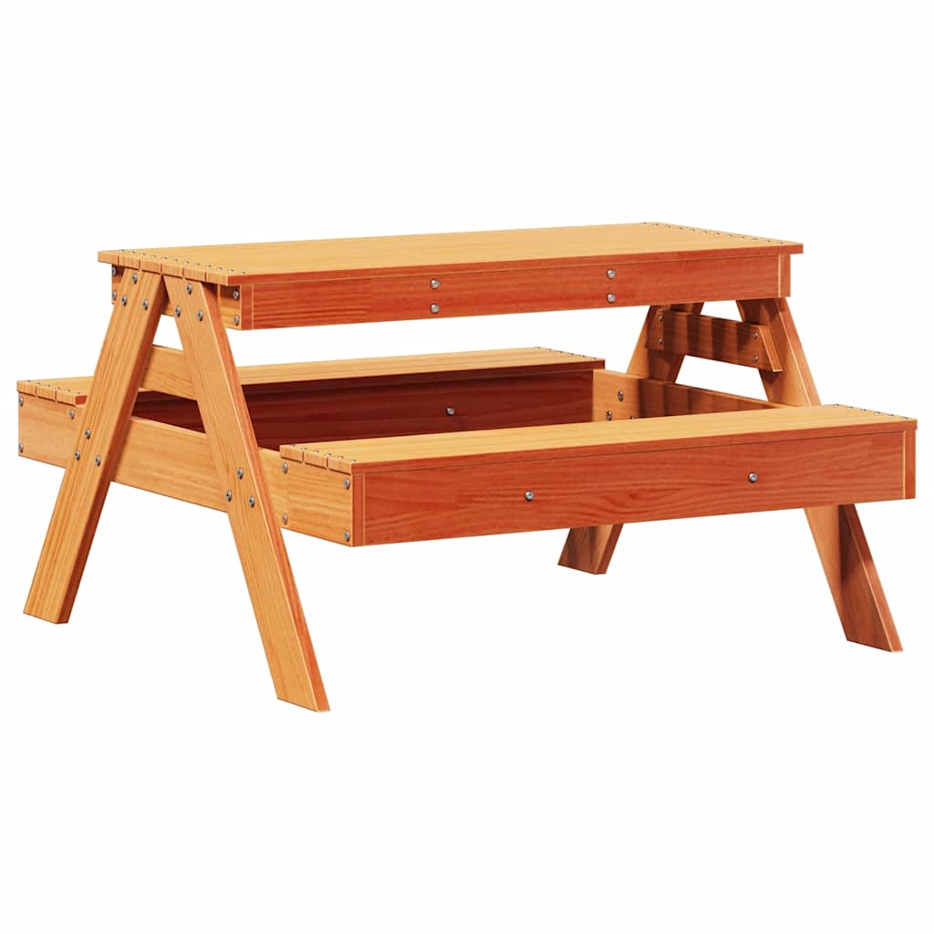 vidaXL Picknicktisch für Kinder Wachsbraun 88x97x52 cm Massivholz