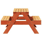 vidaXL Picknicktisch für Kinder Wachsbraun 88x97x52 cm Massivholz