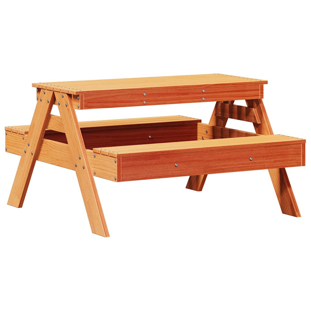 vidaXL Picknicktisch für Kinder Wachsbraun 88x97x52 cm Massivholz