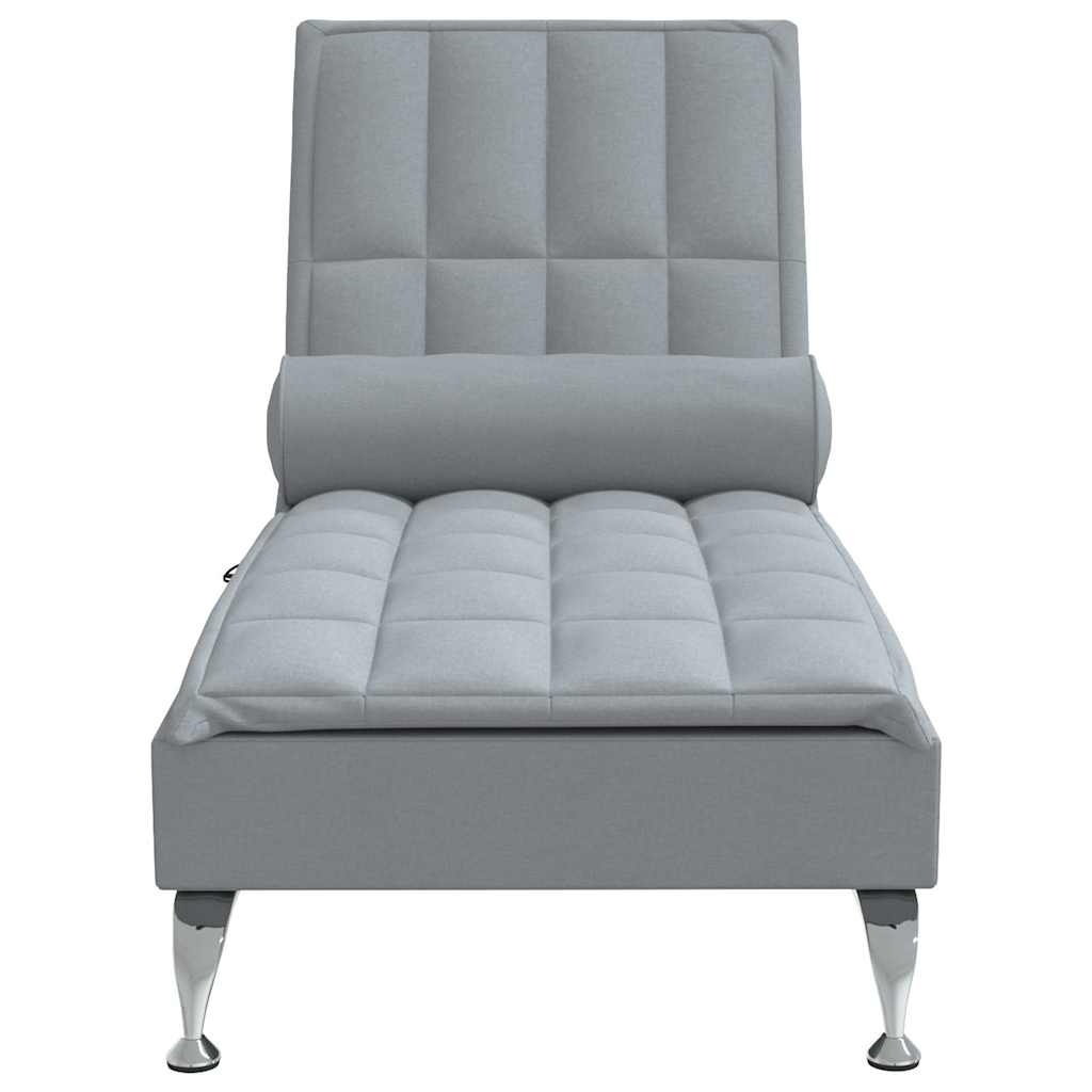 vidaXL Massage-Chaiselongue mit Nackenrolle Hellgrau Stoff
