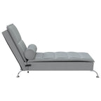vidaXL Massage-Chaiselongue mit Nackenrolle Hellgrau Stoff