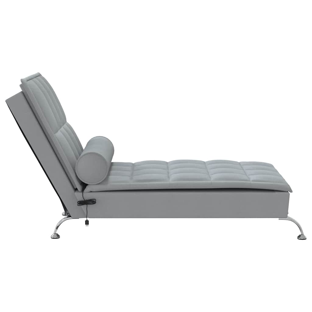 vidaXL Massage-Chaiselongue mit Nackenrolle Hellgrau Stoff