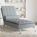 vidaXL Massage-Chaiselongue mit Nackenrolle Hellgrau Stoff