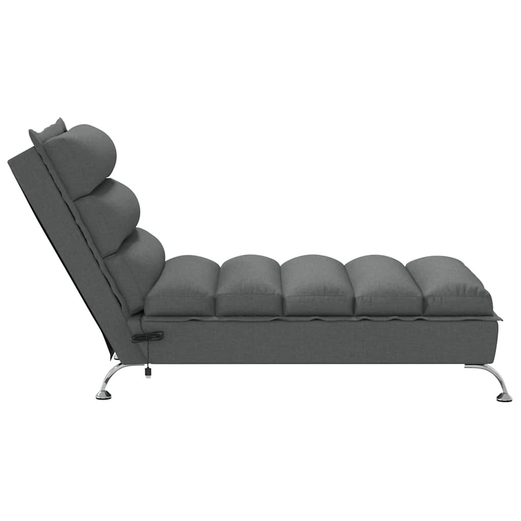 vidaXL Massage-Chaiselongue mit Kissen Dunkelgrau Stoff