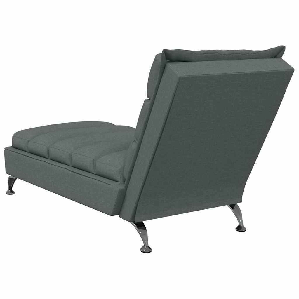 vidaXL Massage-Chaiselongue mit Kissen Dunkelgrau Stoff