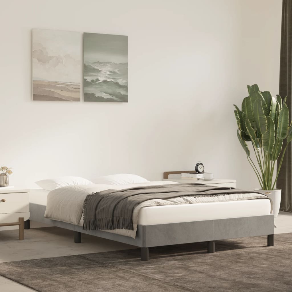 vidaXL Bettgestell ohne Matratze Hellgrau 120x190 cm Samt