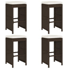 vidaXL Garten-Barhocker mit Kissen 4 Stk. Braun Poly Rattan