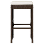 vidaXL Garten-Barhocker mit Kissen 4 Stk. Braun Poly Rattan