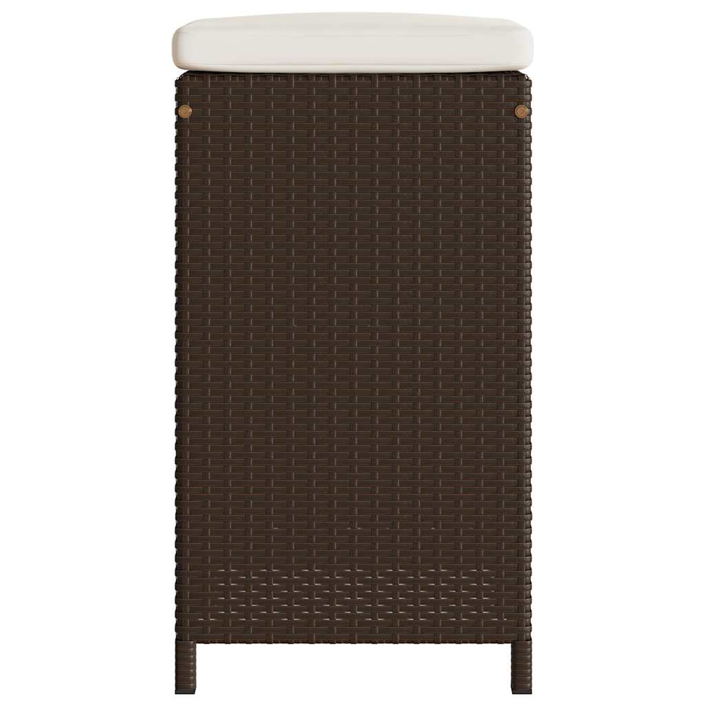 vidaXL Garten-Barhocker mit Kissen 4 Stk. Braun Poly Rattan