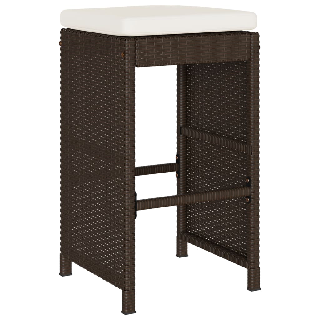 vidaXL Garten-Barhocker mit Kissen 6 Stk. Braun Poly Rattan