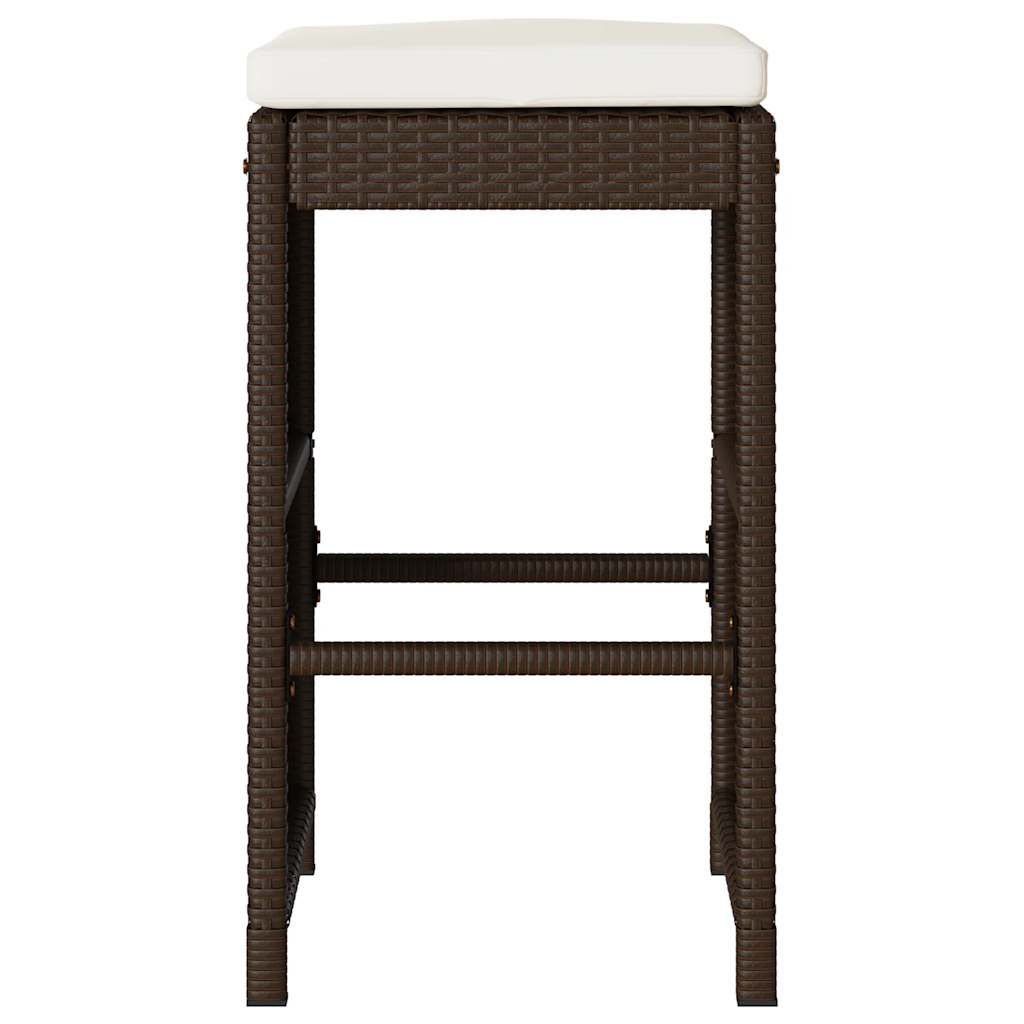 vidaXL Garten-Barhocker mit Kissen 6 Stk. Braun Poly Rattan