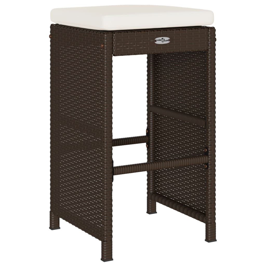 vidaXL Garten-Barhocker mit Kissen 6 Stk. Braun Poly Rattan