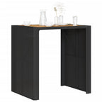 vidaXL Garten-Bartisch mit Holzplatte Schwarz 105x80x110 cm Polyrattan