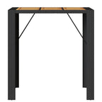 vidaXL Garten-Bartisch mit Holzplatte Schwarz 105x80x110 cm Polyrattan