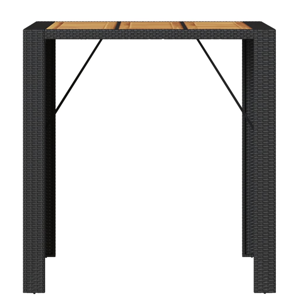 vidaXL Garten-Bartisch mit Holzplatte Schwarz 105x80x110 cm Polyrattan