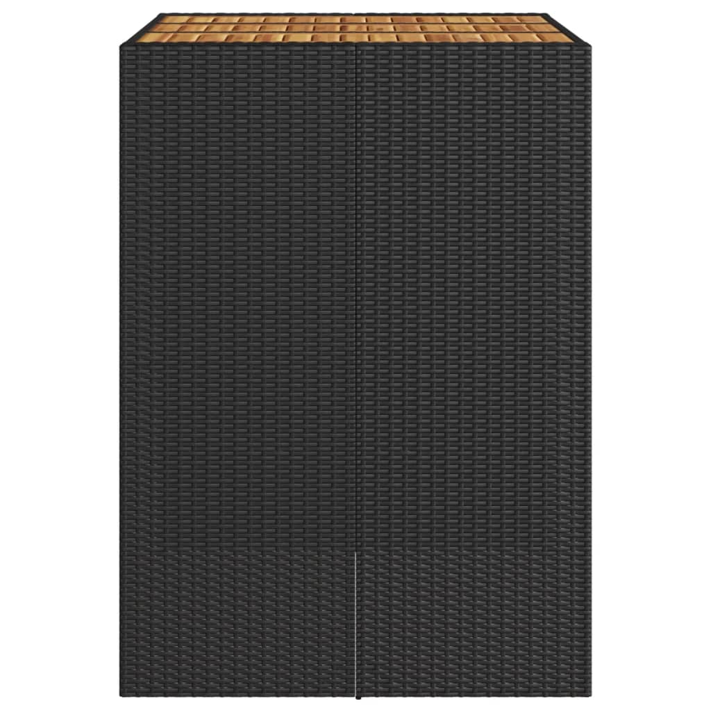 vidaXL Garten-Bartisch mit Holzplatte Schwarz 105x80x110 cm Polyrattan