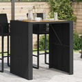 vidaXL Garten-Bartisch mit Holzplatte Schwarz 105x80x110 cm Polyrattan