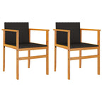 vidaXL Gartenstühle 2 Stk. Schwarz Poly Rattan und Massivholz