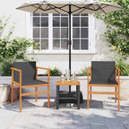 vidaXL Gartenstühle 2 Stk. Schwarz Poly Rattan und Massivholz