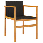 vidaXL Gartenstühle 2 Stk. Schwarz Poly Rattan und Massivholz