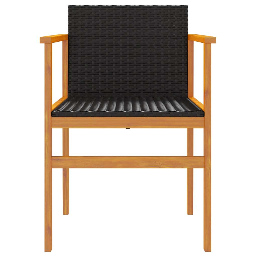 vidaXL Gartenstühle 2 Stk. Schwarz Poly Rattan und Massivholz