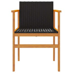 vidaXL Gartenstühle 2 Stk. Schwarz Poly Rattan und Massivholz