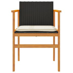 vidaXL Gartenstühle mit Kissen 2 Stk. Schwarz Poly Rattan Massivholz