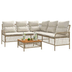 vidaXL 2-tlg. Garten-Sofagarnitur mit Kissen Beige Poly Rattan