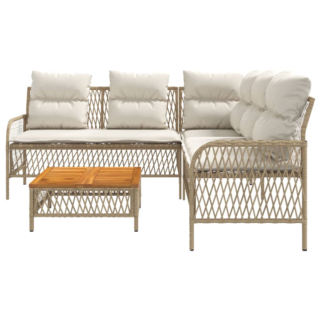 vidaXL 2-tlg. Garten-Sofagarnitur mit Kissen Beige Poly Rattan