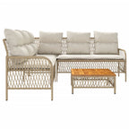 vidaXL 2-tlg. Garten-Sofagarnitur mit Kissen Beige Poly Rattan