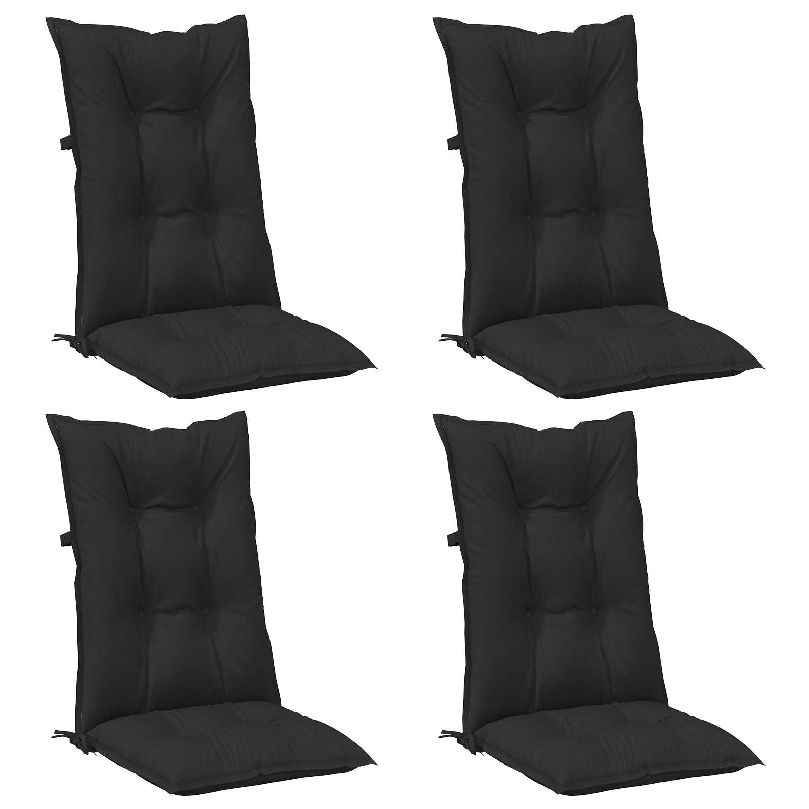 vidaXL Set Hochlehner-Stuhlkissen 4 pcs Melange Schwarz