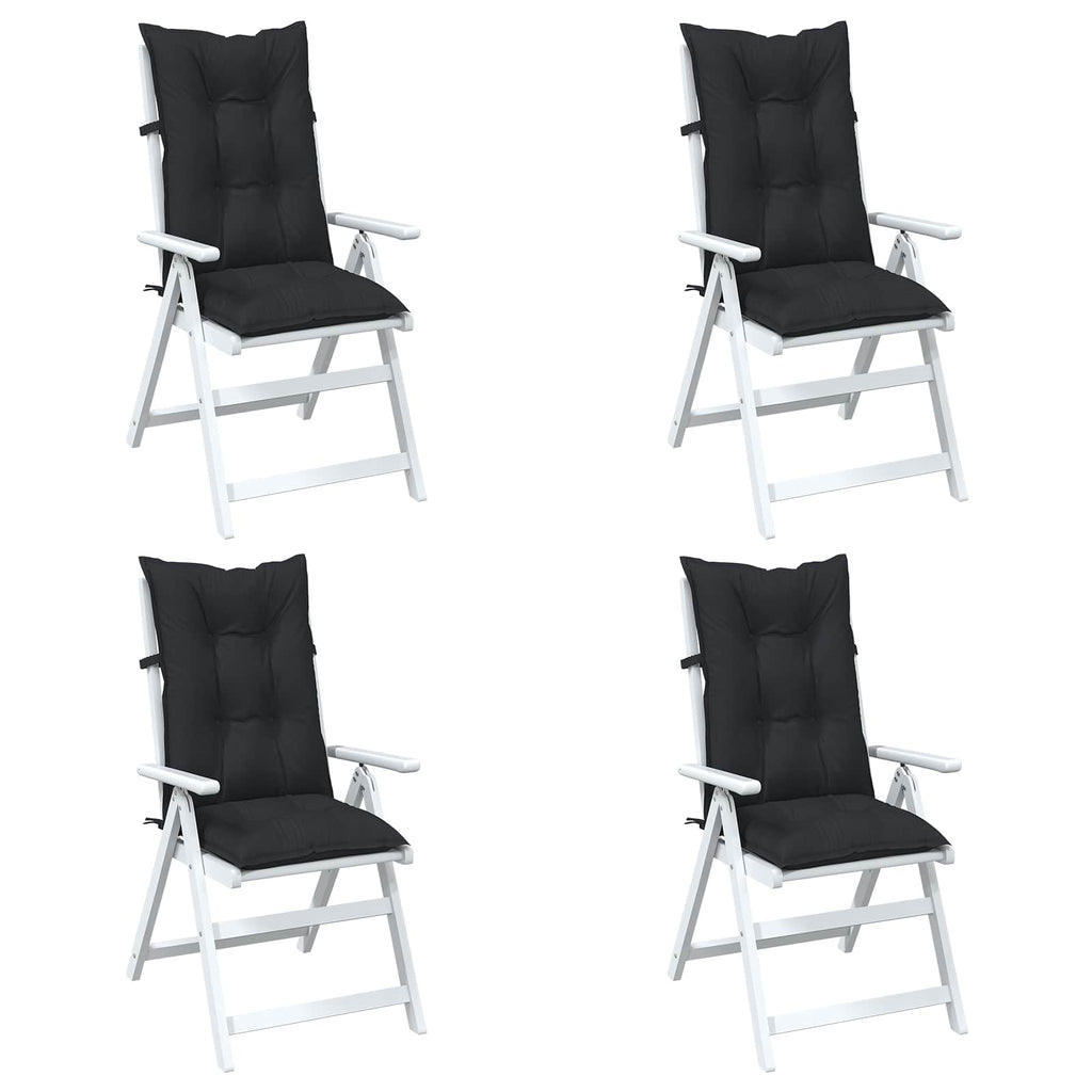 vidaXL Set Hochlehner-Stuhlkissen 4 pcs Melange Schwarz