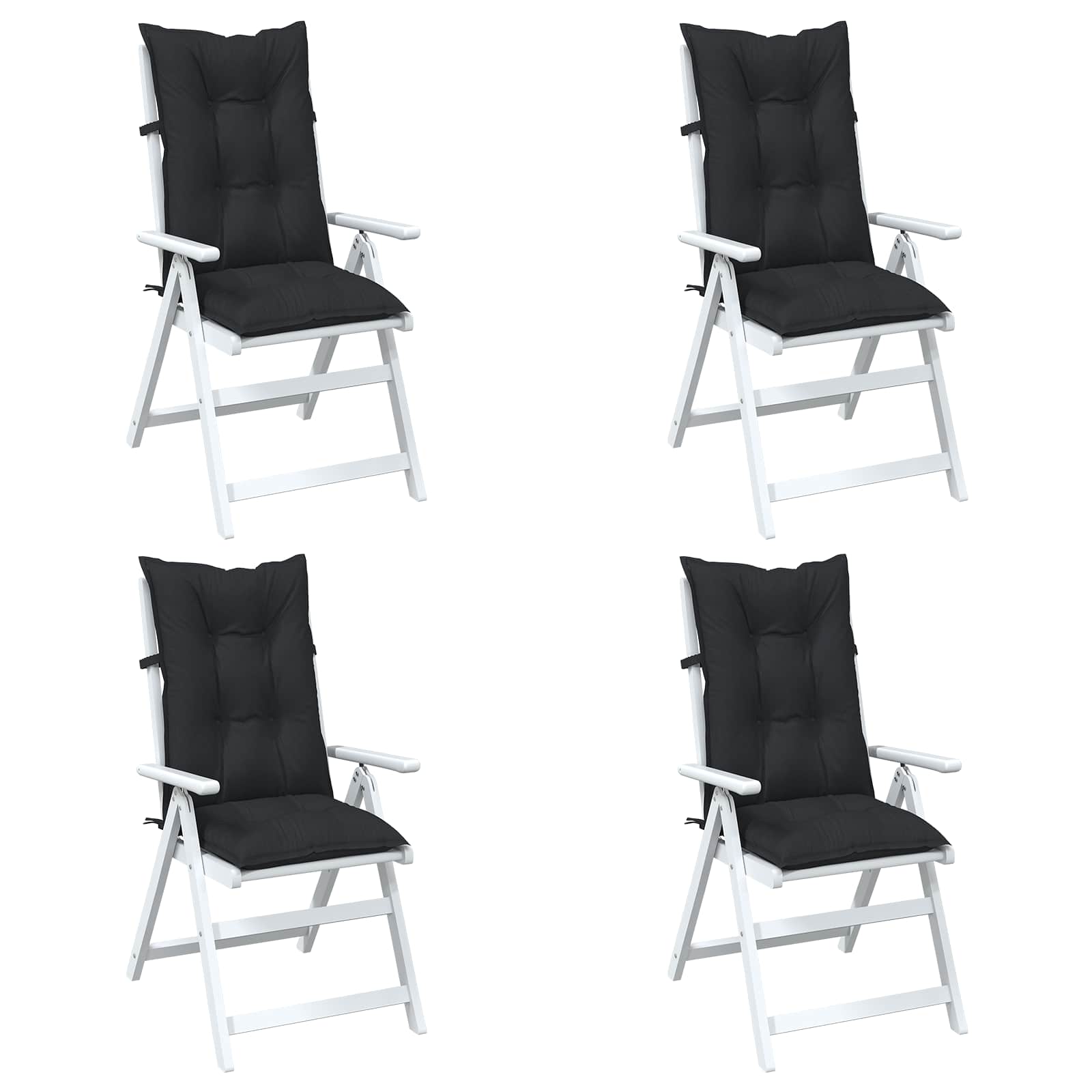 vidaXL Set Hochlehner-Stuhlkissen 4 pcs Melange Schwarz