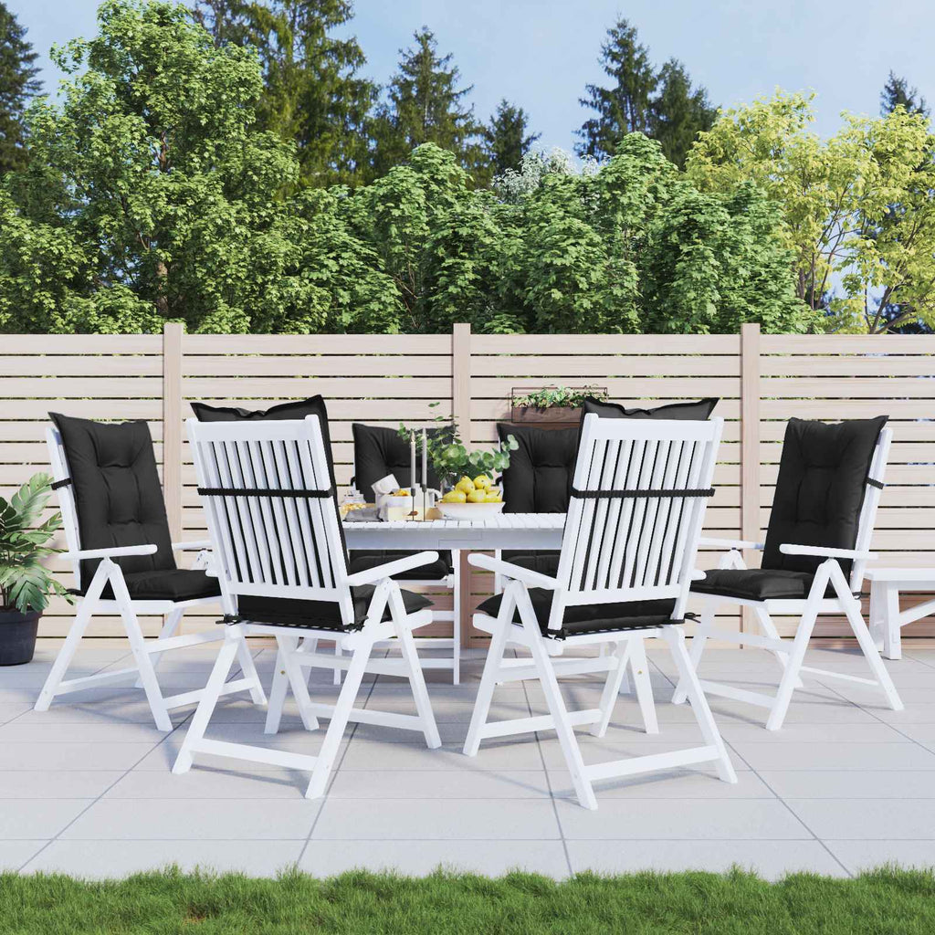 vidaXL Set Hochlehner-Stuhlkissen 6 pcs Melange Schwarz