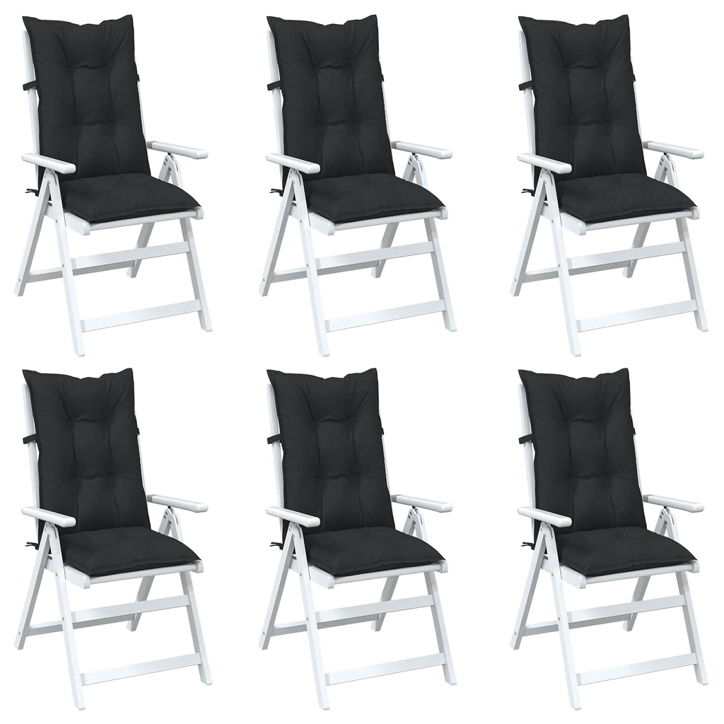 vidaXL Set Hochlehner-Stuhlkissen 6 pcs Melange Schwarz