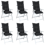 vidaXL Set Hochlehner-Stuhlkissen 6 pcs Melange Schwarz