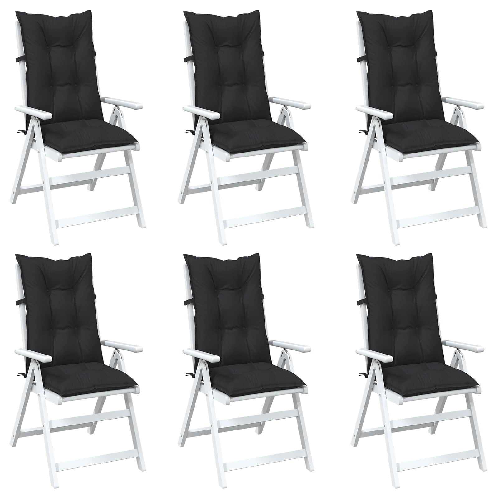 vidaXL Set Hochlehner-Stuhlkissen 6 pcs Melange Schwarz