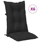 vidaXL Set Hochlehner-Stuhlkissen 6 pcs Melange Schwarz