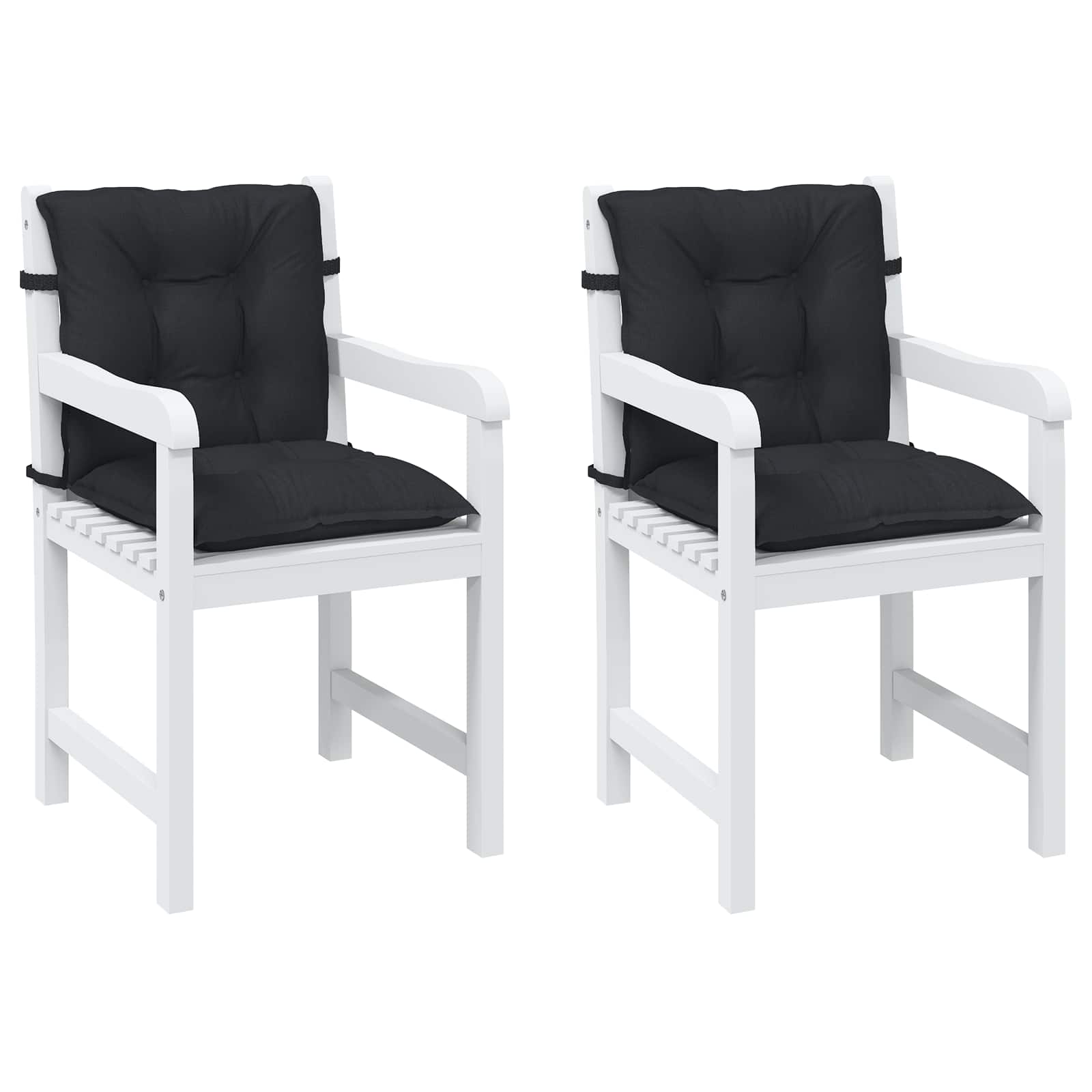 vidaXL Niedriglehner Stuhlkissen Set 2 pcs Melange Schwarz