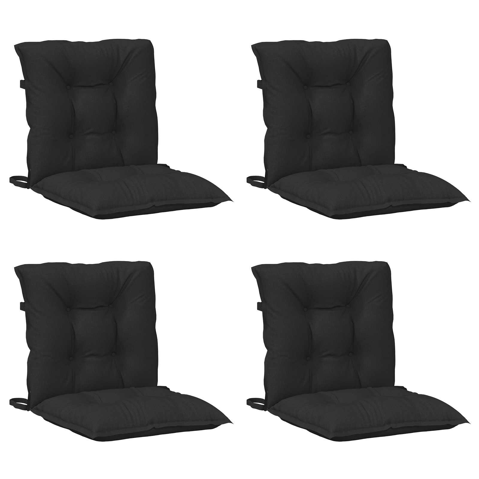 vidaXL Niedriglehner Stuhlkissen Set 4 pcs Melange Schwarz