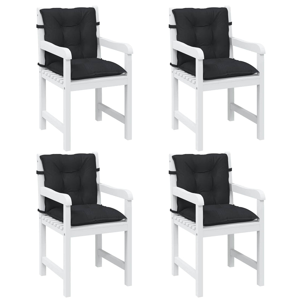 vidaXL Niedriglehner Stuhlkissen Set 4 pcs Melange Schwarz