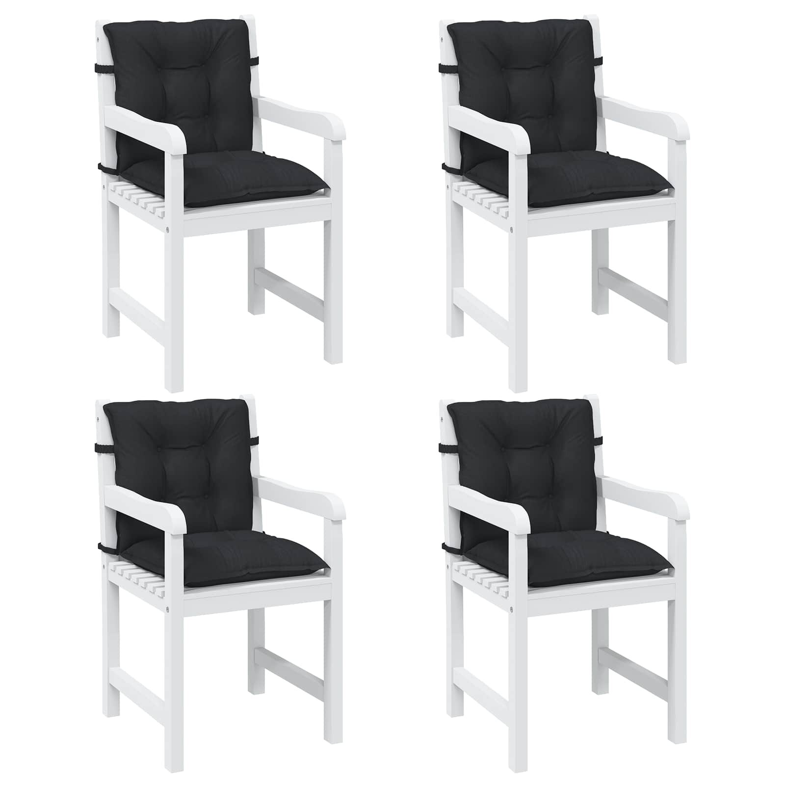 vidaXL Niedriglehner Stuhlkissen Set 4 pcs Melange Schwarz