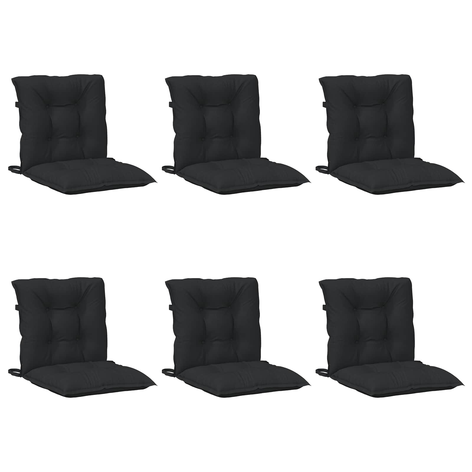 vidaXL Niedriglehner Stuhlkissen Set 6 pcs Melange Schwarz