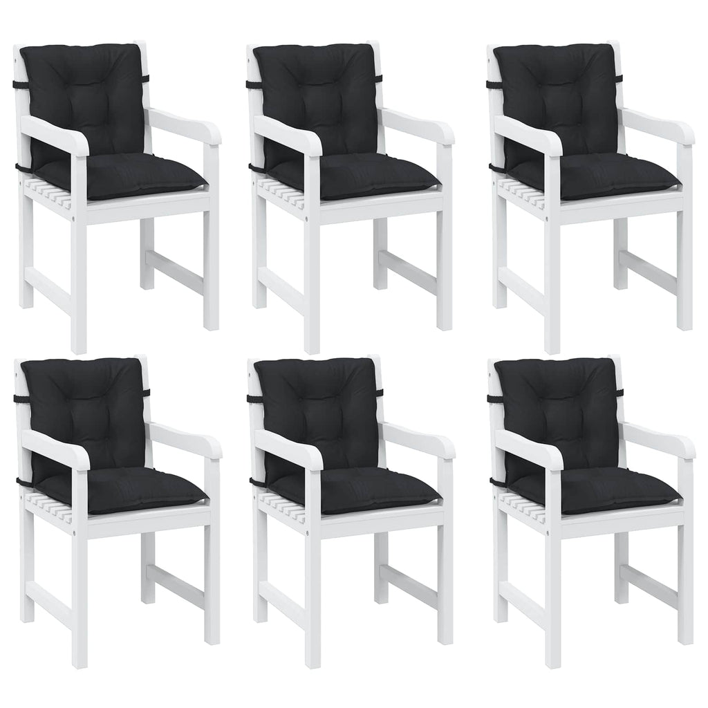 vidaXL Niedriglehner Stuhlkissen Set 6 pcs Melange Schwarz