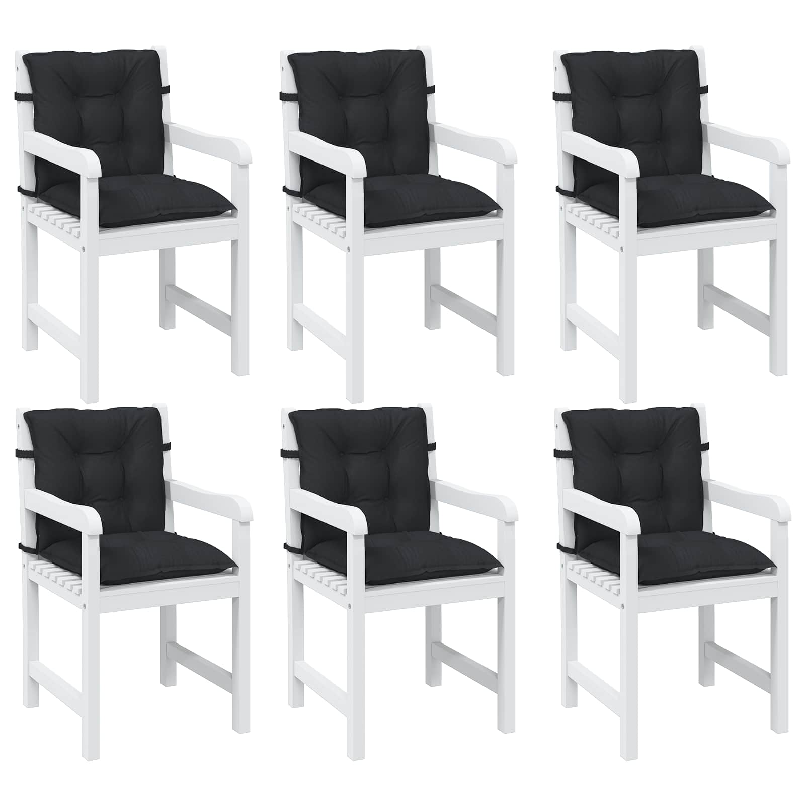 vidaXL Niedriglehner Stuhlkissen Set 6 pcs Melange Schwarz