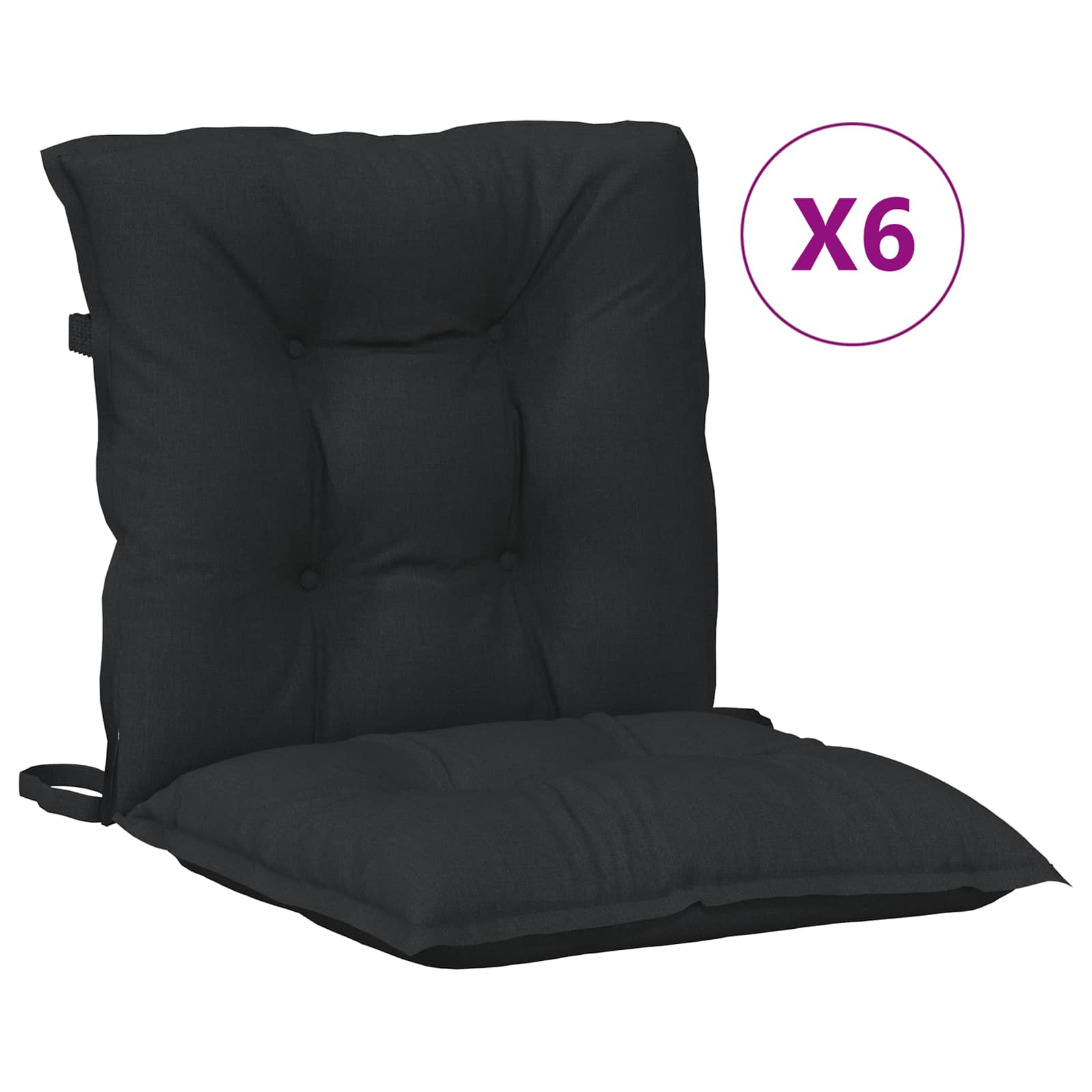 vidaXL Niedriglehner Stuhlkissen Set 6 pcs Melange Schwarz
