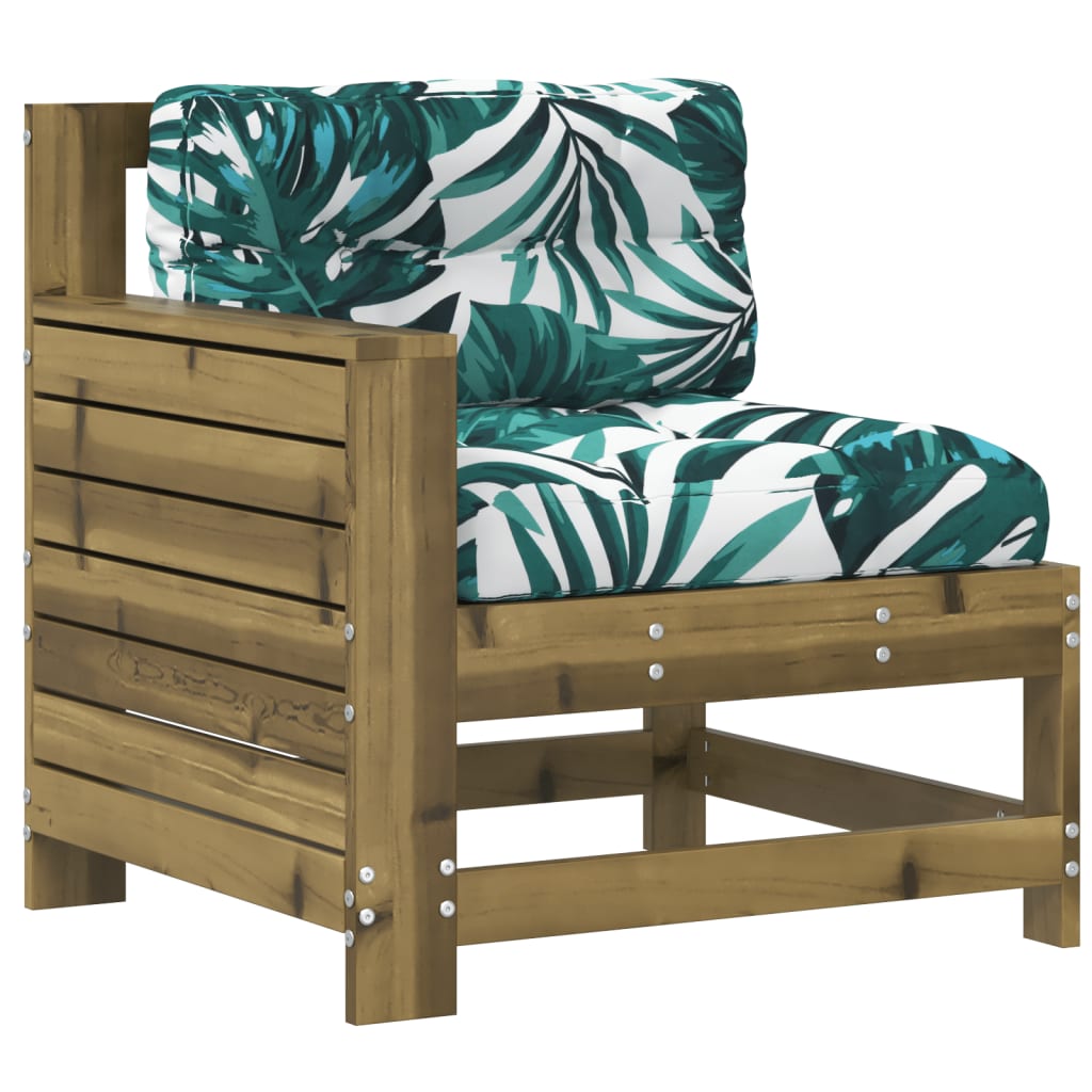 vidaXL Gartensofa mit Armlehne Kissen Kiefernholz Imprägniert